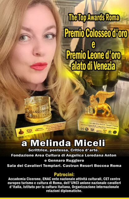 La Scrittrice Melinda Miceli riceve il Premio Colosseo d’oro e il Premio Leone d’oro alato di San Marco